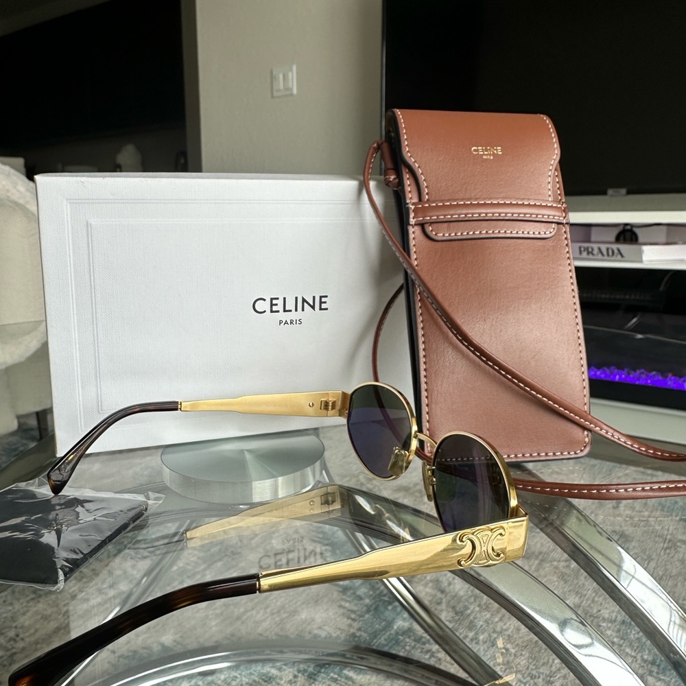 Celine Black and Gold Oval Sunglasses - Picture 15 of 15